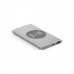 CASSINI 4.0. Bateria port&aacute;til com carregador por indu&ccedil;&atilde;o em alum&iacute;nio 100% reciclado (4.000 mAh) - Cromado satinado