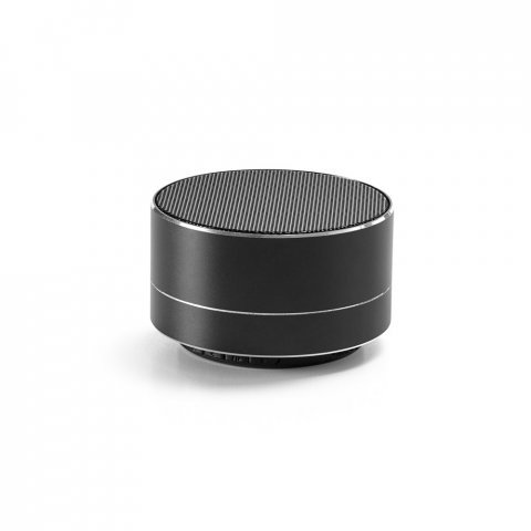 FLOREY II. Caixa de som com autonomia de 3h (400 mAh), em alum&iacute;nio 100% reciclado e ABS 100% reciclado - Preto