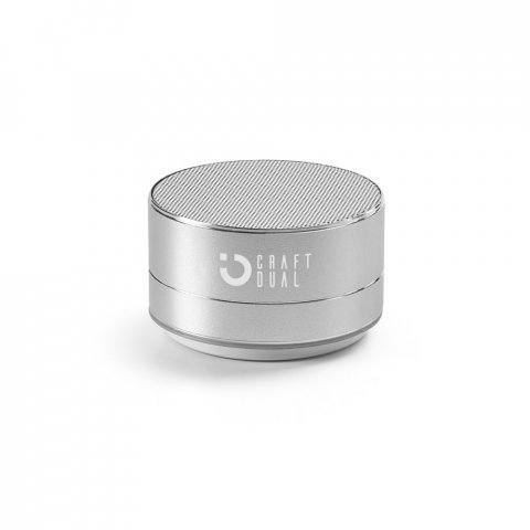 FLOREY II. Caixa de som com autonomia de 3h (400 mAh), em alum&iacute;nio 100% reciclado e ABS 100% reciclado - Cromado satinado