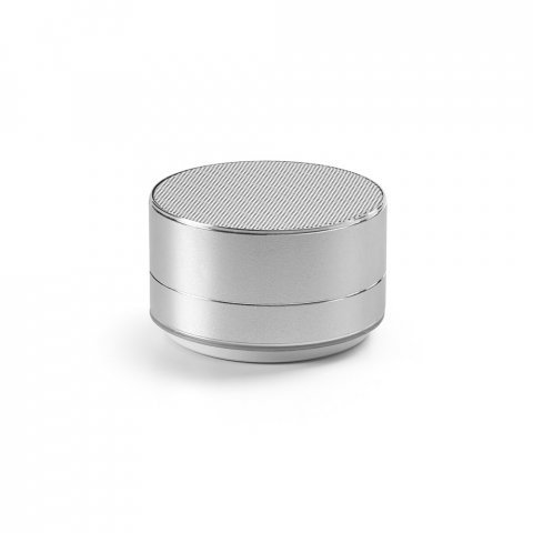 FLOREY II. Caixa de som com autonomia de 3h (400 mAh), em alum&iacute;nio 100% reciclado e ABS 100% reciclado - Cromado satinado