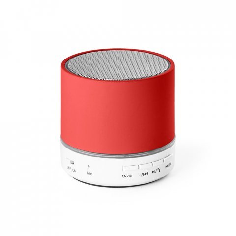 PERRY. Caixa de som com microfone em ABS - Vermelho