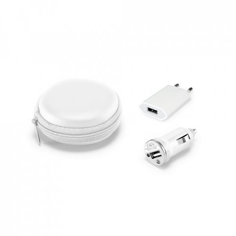 NEWTON II. Kit de adaptadores USB em ABS - Branco