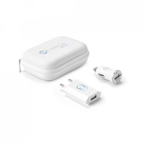 CAINE. Kit de adaptadores USB em ABS - Branco