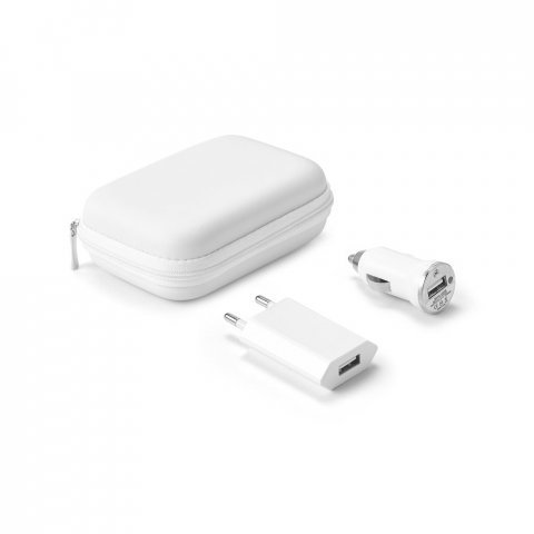 CAINE. Kit de adaptadores USB em ABS - Branco