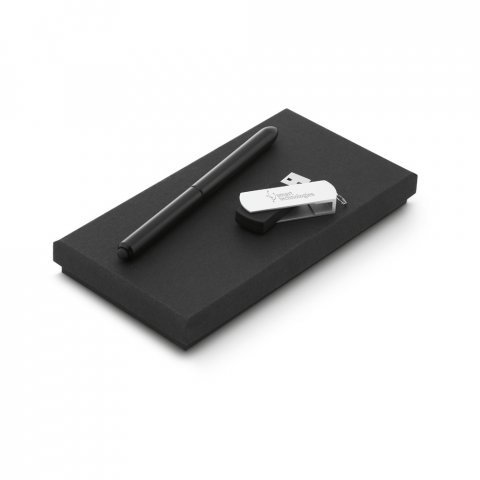 GLEISER. Conjunto esferogr&aacute;fica e pen drive - Preto