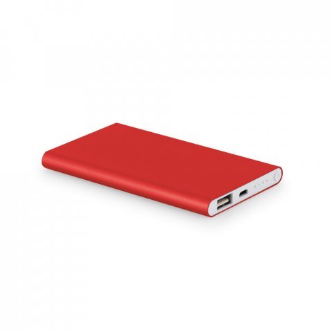 COULOMB 4.0. Bateria port&aacute;til slim em alum&iacute;nio 100% reciclado (4.000 mAh) - Vermelho