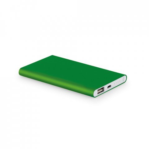 COULOMB 4.0. Bateria port&aacute;til slim em alum&iacute;nio 100% reciclado (4.000 mAh) - Verde