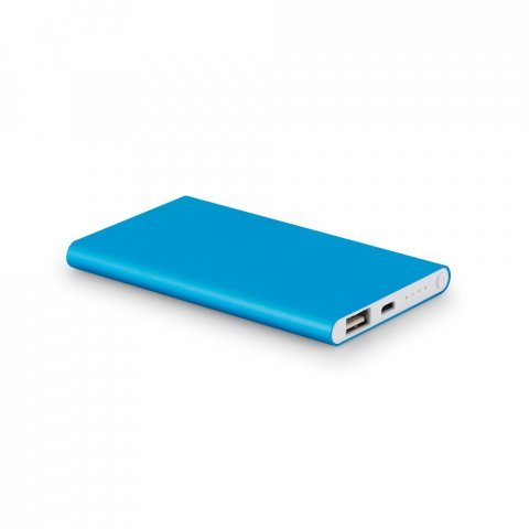 COULOMB 4.0. Bateria port&aacute;til slim em alum&iacute;nio 100% reciclado (4.000 mAh) - Azul claro