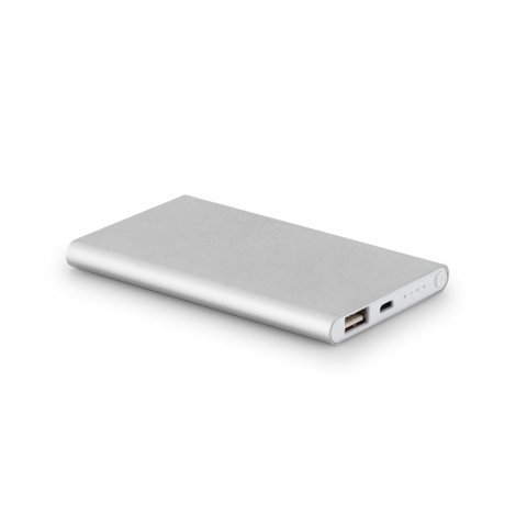COULOMB 4.0. Bateria port&aacute;til slim em alum&iacute;nio 100% reciclado (4.000 mAh) - Cromado satinado