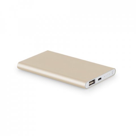 COULOMB 4.0. Bateria port&aacute;til slim em alum&iacute;nio 100% reciclado (4.000 mAh) - Champanhe