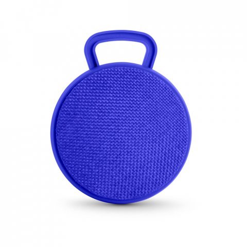 ECCLUS. Caixa de som com autonomia de 3h e microfone, em ABS e tecido em poli&eacute;ster - Azul