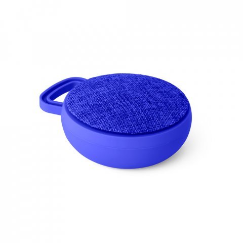 ECCLUS. Caixa de som com autonomia de 3h e microfone, em ABS e tecido em poli&eacute;ster - Azul