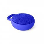 ECCLUS. Caixa de som com autonomia de 3h e microfone, em ABS e tecido em poli&eacute;ster - Azul
