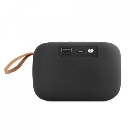 GENT. Caixa de som autonomia de 2h (300 mAh) e microfone, em ABS e poli&eacute;ster - Cinza