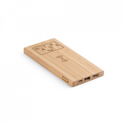 FITCH ECO. Bateria port&aacute;til com carregador por indu&ccedil;&atilde;o super-r&aacute;pido em bambu (5.000 mAh) - Natural