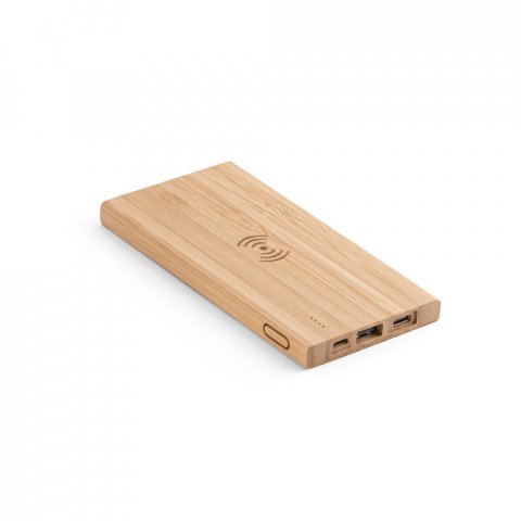 FITCH ECO. Bateria port&aacute;til com carregador por indu&ccedil;&atilde;o super-r&aacute;pido em bambu (5.000 mAh) - Natural