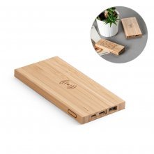 FITCH ECO. Bateria port&aacute;til com carregador por indu&ccedil;&atilde;o (wireless) super-r&aacute;pido em bambu (5.000 mAh)