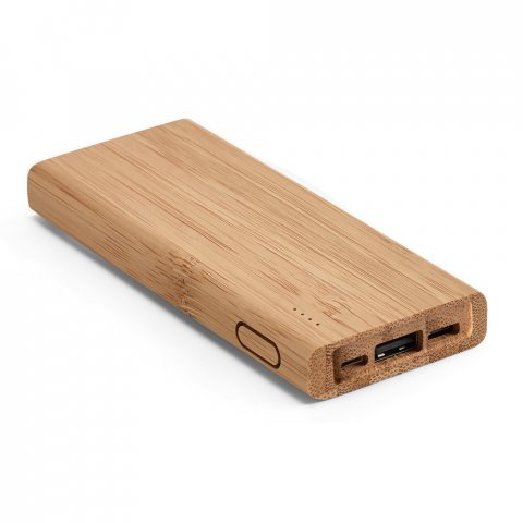 KOHN 5.0. Bateria port&aacute;til em bambu (5.000 mAh) - Natural