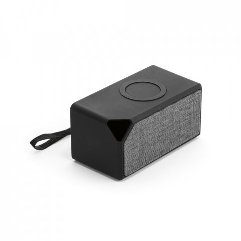GRUBBS BK. Caixa de som port&aacute;til em ABS com carregador por indu&ccedil;&atilde;o - Preto