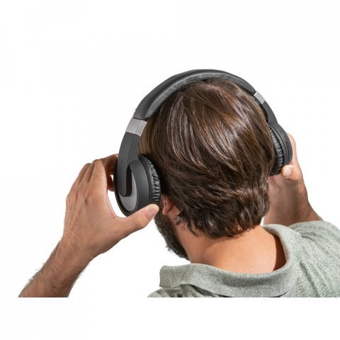 HOPPER. Fones de ouvido wireless com autonomia de 12h (300 mAh) e microfone, em ABS E PU