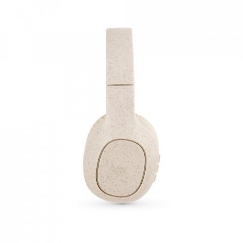 MARCONI. Fones de ouvido wireless dobr&aacute;veis com autonomia de 13h (400 mAh), em fibra de palha de trigo e ABS - Natural