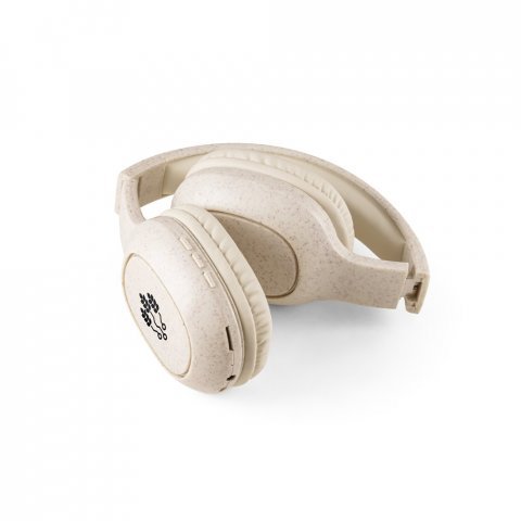 MARCONI. Fones de ouvido wireless dobr&aacute;veis com autonomia de 13h (400 mAh), em fibra de palha de trigo e ABS - Natural