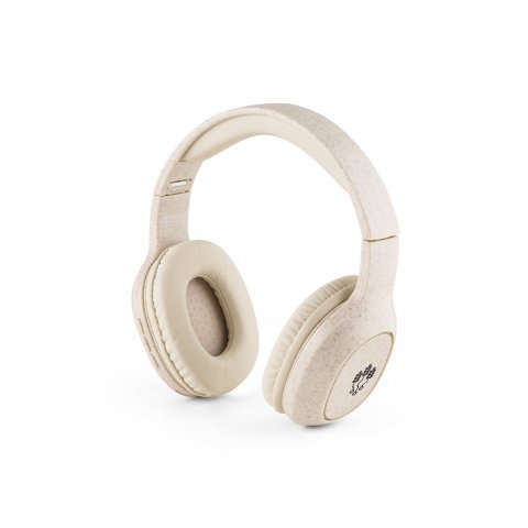 MARCONI. Fones de ouvido wireless dobr&aacute;veis com autonomia de 13h (400 mAh), em fibra de palha de trigo e ABS - Natural