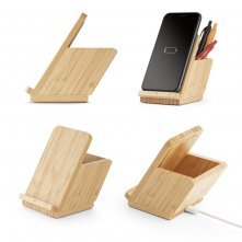 LEAVITT II. Carregador por indu&ccedil;&atilde;o super-r&aacute;pido em bambu (15W)