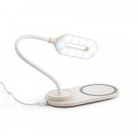 LEZZO. Lumin&aacute;ria de mesa com carregador por indu&ccedil;&atilde;o super-r&aacute;pido (15W), em ABS e fibra de palha de trigo - Natural