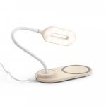 LEZZO. Lumin&aacute;ria de mesa com carregador por indu&ccedil;&atilde;o super-r&aacute;pido (15W), em ABS e fibra de palha de trigo - Natural