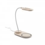 LEZZO. Lumin&aacute;ria de mesa com carregador por indu&ccedil;&atilde;o super-r&aacute;pido (15W), em ABS e fibra de palha de trigo - Natural