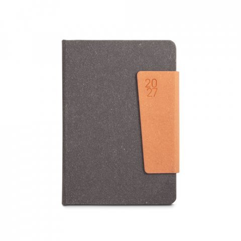 TAGORE A5. Agenda A5 em pele (58% reciclada) - Preto