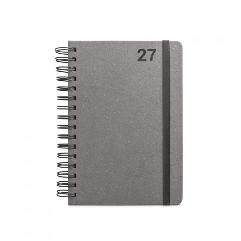 SIMMEL A5. Agenda A5, com argolas, em pele (58% reciclada) - Preto
