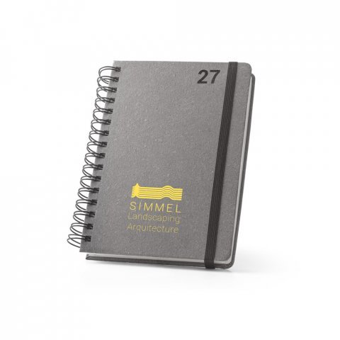 SIMMEL A5. Agenda A5, com argolas, em pele (58% reciclada) - Preto