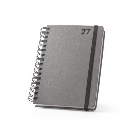 SIMMEL A5. Agenda A5, com argolas, em pele (58% reciclada) - Preto