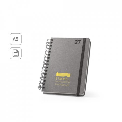 SIMMEL A5. Agenda A5, com argolas, em pele (58% reciclada)