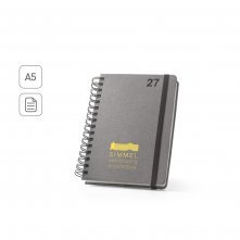 SIMMEL A5. Agenda A5, com argolas, em pele (58% reciclada)