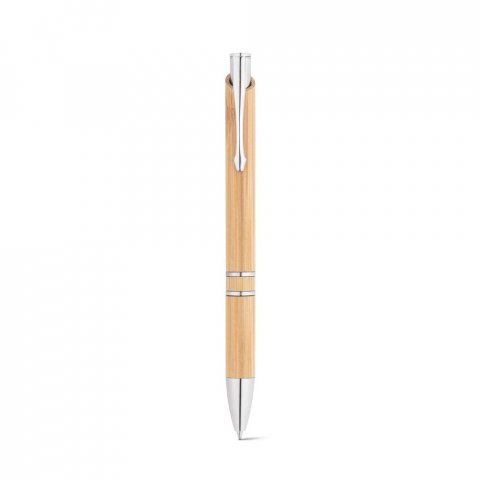 BETA BAMBOO. Caneta esferogr&aacute;fica em bambu com escrita em azul - Natural
