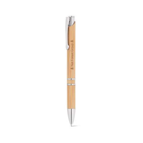 BETA BAMBOO. Caneta esferogr&aacute;fica em bambu com escrita em azul - Natural