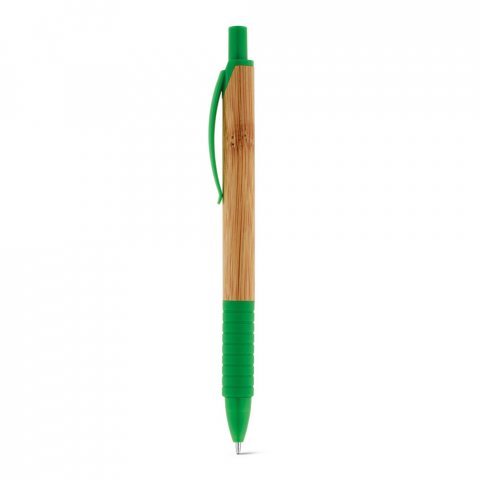 PATI. Caneta esferogr&aacute;fica em bambu com antideslizante - Verde