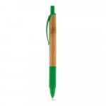 PATI. Caneta esferogr&aacute;fica em bambu com antideslizante - Verde