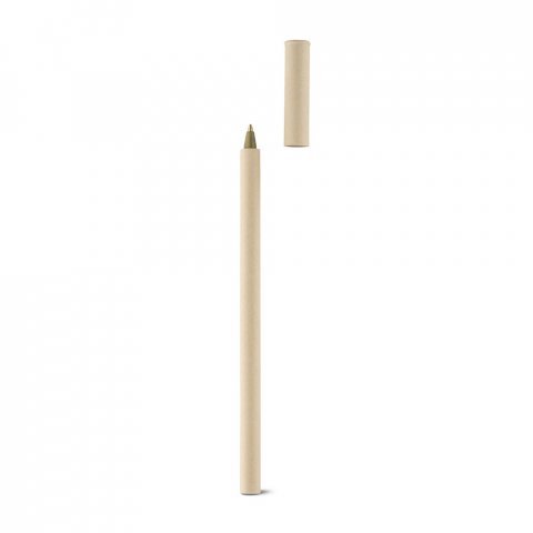 RECICLA. Caneta esferogr&aacute;fica em papel kraft com escrita em azul - Natural claro