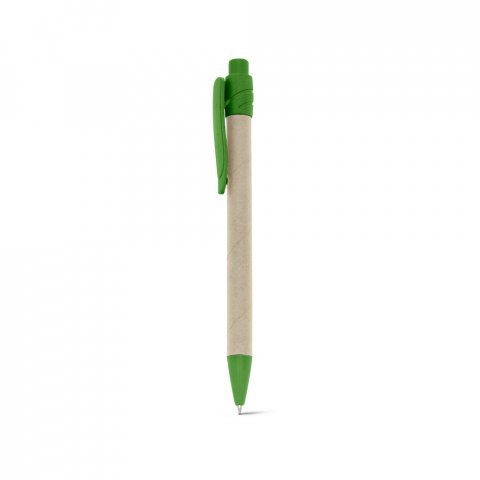 MASAI. Caneta esferogr&aacute;fica em papel kraft reciclado com escrita em azul - Verde