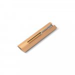 ELYSIA. Caneta roller em a&ccedil;o inox 90% reciclado e bambu com escrita em azul - Natural