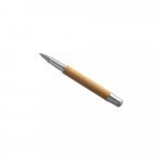 ELYSIA. Caneta roller em a&ccedil;o inox 90% reciclado e bambu com escrita em azul - Natural