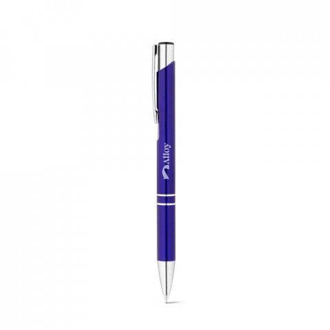 RE-BETA. Caneta esferogr&aacute;fica em alum&iacute;nio 100% reciclado com escrita em azul - Azul royal