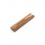 ANDREW. Caneta roller em a&ccedil;o inox 90% reciclado e corti&ccedil;a com escrita em azul - Natural