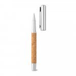 ANDREW. Caneta roller em a&ccedil;o inox 90% reciclado e corti&ccedil;a com escrita em azul - Natural