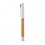 ANDREW. Caneta roller em a&ccedil;o inox 90% reciclado e corti&ccedil;a com escrita em azul - Natural