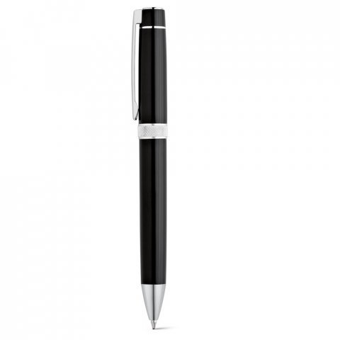 DOURO. Conjunto de canetas roller e esferogr&aacute;fica em alum&iacute;nio com escrita em preto - Preto
